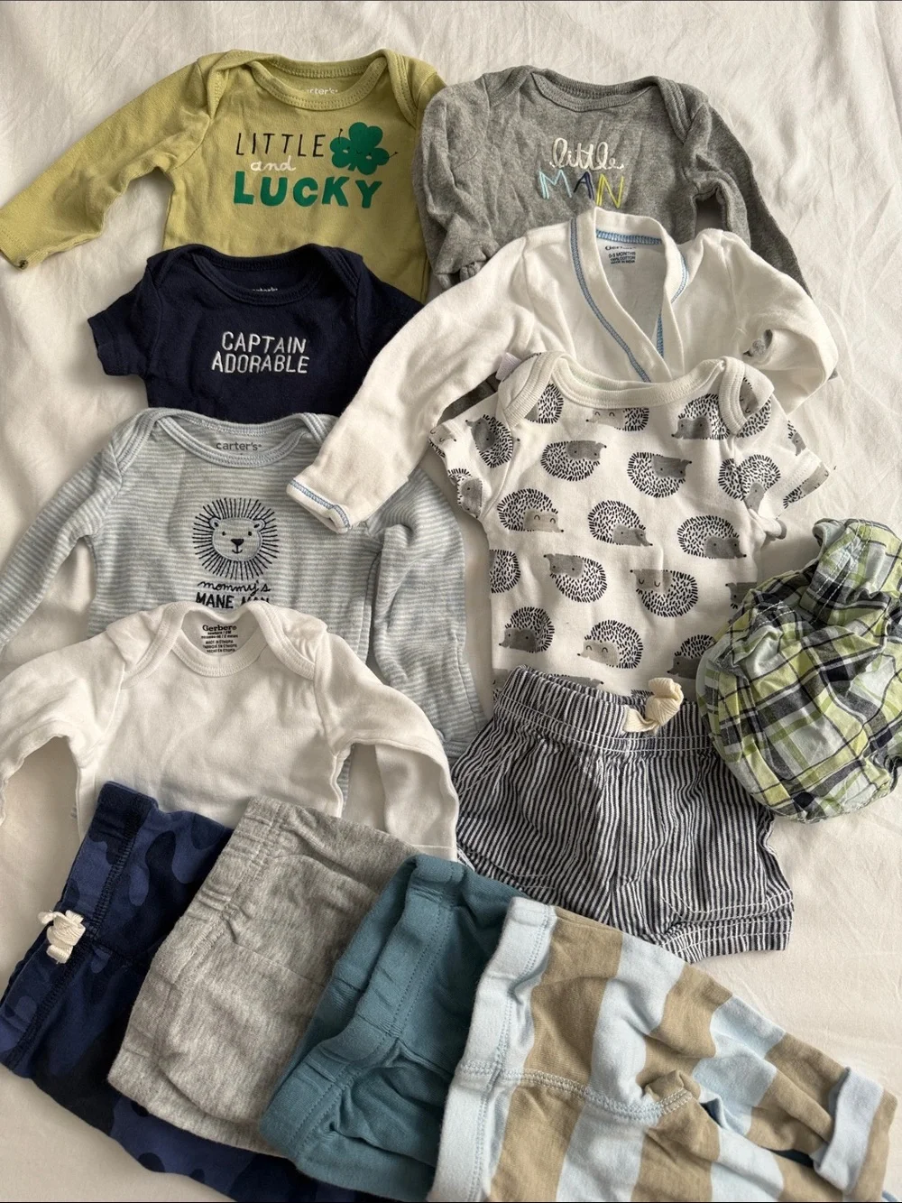Baby Boys Green 'Little and Lucky' Long-Sleeve Bodysuit newborn